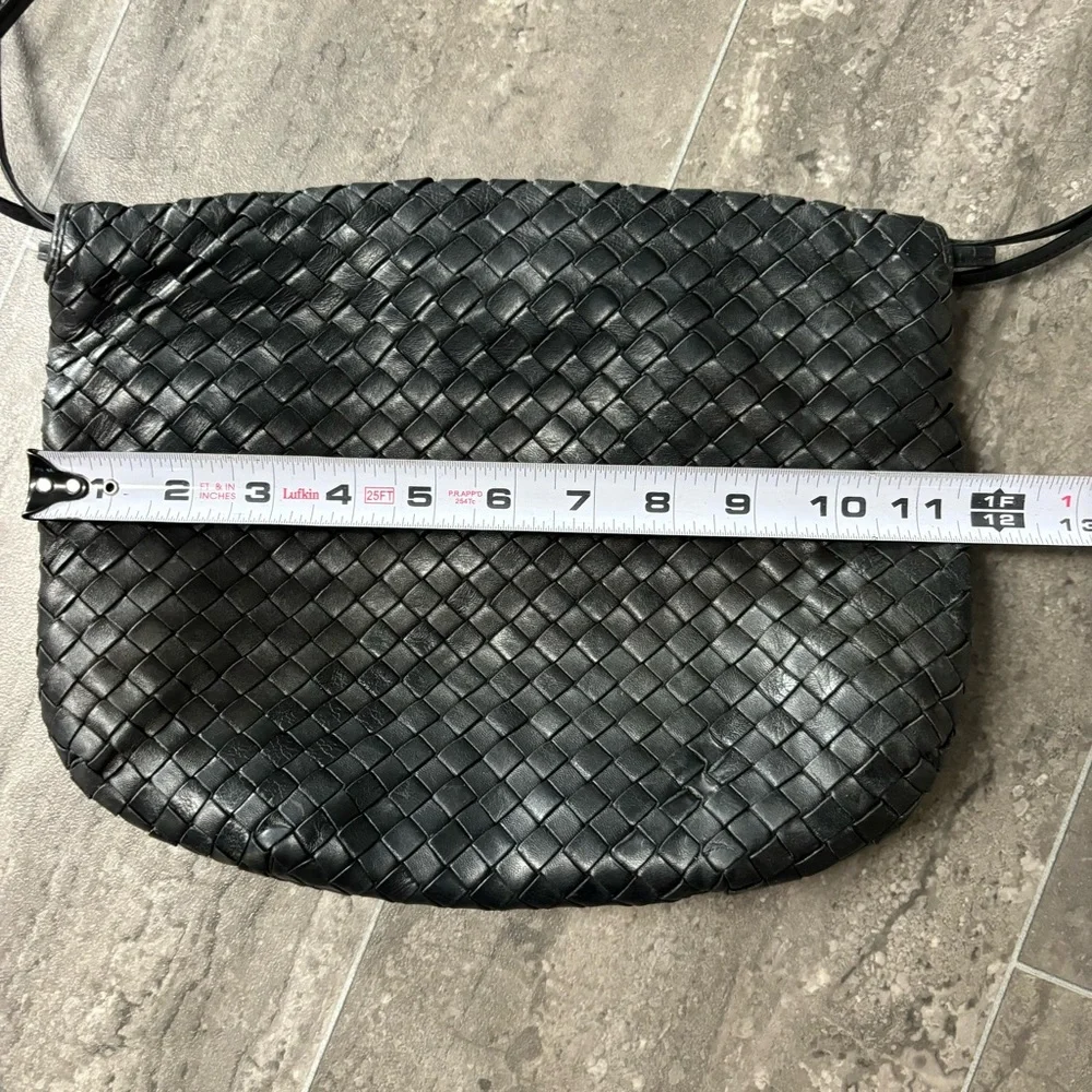 Vtg Bottega Veneta Intrecciato Drawstring Pouch Bag Blk Woven Leather Italy - Picture 14 of 16